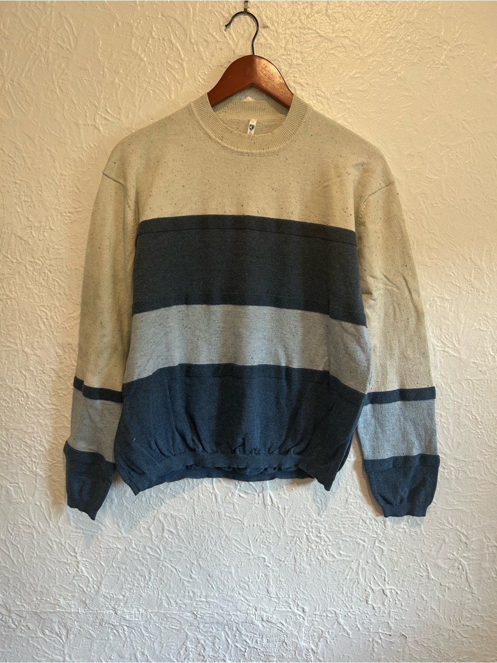 Kuhl Men's Crewneck Sweater in Cream and Navy Blue